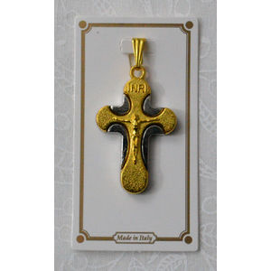 Bi-Colour Crucifix Pendant, 30 x 22mm, Gold and Silver Tone, Made in Italy