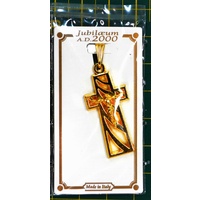 Crucifix 30mm Pendant, Gold Tone, JUBILAEUM AD 2000, Made in Italy