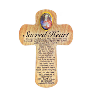 Palm Cross - SACRED HEART, 83mm x 60mm MDF CR35001