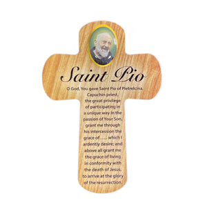 Palm Cross - SAINT PIO (PADRE PIO), 83mm x 60mm MDF CR35048