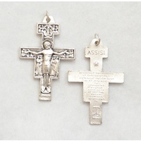 San Damiano Crucifix, 45mm Silver Tone Metal Crucifix Pendant, Made in Italy