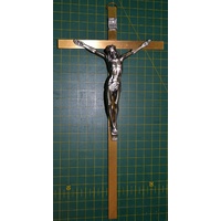 Solid Brass Wall Crucifix, Metal Corpus, Brass Cross, 250 x 125mm, Made In Italy