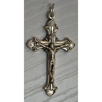 Crucifix, 40mm Silver Tone Metal Crucifix Pendant, Made In Italy Quality