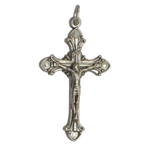 Crucifix, 40mm Silver Tone Metal Crucifix Pendant, Made In Italy Quality