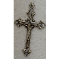 Crucifix, 50mm Metal Cross &amp; Corpus, Silver Tone Pendant, Quality Made in Italy