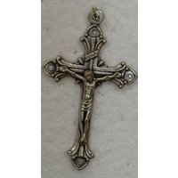 Crucifix, 50mm Metal Cross &amp; Corpus, Silver Tone Pendant, Quality Made in Italy