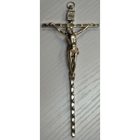 Crucifix Metal 130mm High x 55mm Wide, Silver Tone Colour, Made in Italy