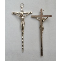 Crucifix 70mm x 38mm Metal, Silver Tone, Made In Italy