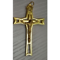 Crucifix, 65mm Gold Tone Metal Cross, Quality Item Made in Italy Wall or Pendant