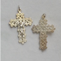 Crucifix, 40mm Metal Cross &amp; Corpus Silver Plate Pendant, Quality Made in Italy.