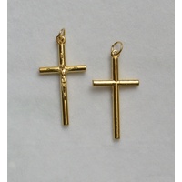 Crucifix, 35mm High Round Metal Cross, Gold Tone Pendant, Made in Italy