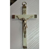 Wall Crucifix Metal Corpus, Luminous Metal Backed Cross, Made In Italy 110 x 65mm