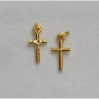 Crucifix, 15mm Metal Cross &amp; Corpus, Gold Tone Pendant, Quality Made in Italy
