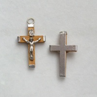 Crucifix, 35mm Metal Backed Light Wood Pendant, Quality Made in Itay