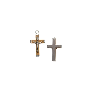 Crucifix, 35mm Metal Backed Light Wood Pendant, Quality Made in Itay