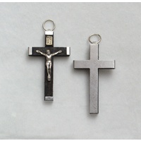 Crucifix 45mm Metal Backed Black Wood Pendant, Quality Made in Itay