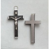 Crucifix 60mm Metal Backed Black Wood Pendant, Quality Made in Itay