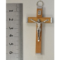 Crucifix 60mm Metal Backed Light Wood Pendant, Quality Made in Itay