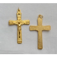 Crucifix, 50mm 4 Basilicia Metal Cross &amp; Corpus, Gold Tone, Made In Italy, Quality