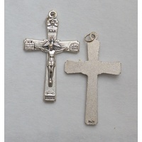 Crucifix, 50mm 4 Basilicia Metal Cross &amp; Corpus, Silver Tone, Made In Italy, Quality