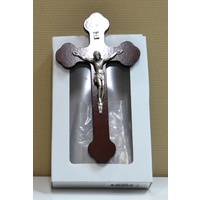 Wood Wall Crucifix, Metal Corpus, 220mm x 120mm, New Boxed, Made in Italy