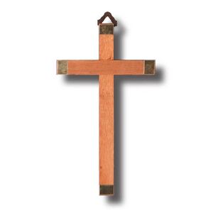 Made in Italy Wood Wall Cross With Gold Tone Tips, 130mm x 75mm