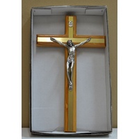 20mm Thick Olive Wood Metal Inlay Metal Corpus Crucifix 300mm x 180mm New Boxed