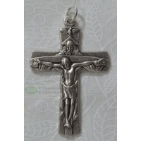 Trinity Crucifix 40mm x 18mm Metal, Silver Tone, Made in Italy