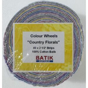 Batik Australia Country Florals Colour Wheel Jelly Roll, 40 x 2 1/2&quot; Strips