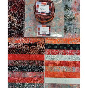 Batik Australia FIRE Colour Wheel Jelly Roll, 40 x 2 1/2&quot; Strips - LIMITED STOCK