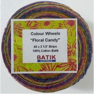 Batik Australia FLORAL CANDY Colour Wheel Jelly Roll, 40 x 2 1/2&quot; Strips