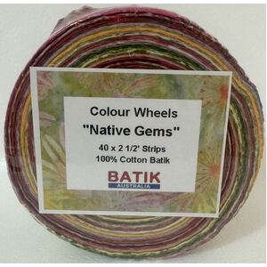 Batik Australia NATIVE GEMS Colour Wheel Roll, 40 x 2 1/2&quot; Strips