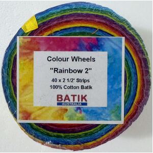 Batik Australia RAINBOW 2 Colour Wheel Jelly Roll, 40 x 2 1/2" Strips