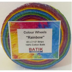 Batik Australia RAINBOW Colour Wheel Roll, 40 x 2 1/2&quot; Strips