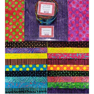 Batik Australia SPOTS &amp; STRIPES Colour Wheel Roll, 40 x 2 1/2&quot; Strips - LIMITED STOCK