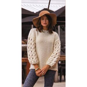 Lacy Sleeve Sweater Crucci Knitting Pattern 1828 for 18 Ply Yarns
