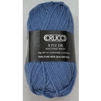 Crucci 8 Ply DK Knitting Yarn 100% Pure New Zealand Wool, 50g Ball, AMCO BLUE