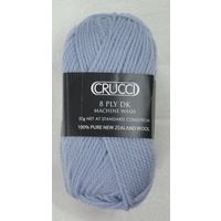 Crucci 8 Ply DK Knitting Yarn 100% Pure New Zealand Wool, 50g Ball, LILAC GREY #111