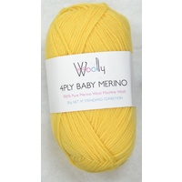 WOOLLY 4 Ply Baby Merino Knitting Yarn, 100% Pure Merino Wool, 50g Ball, CORN