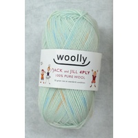 Woolly Jack & Jill Knitting Yarn 100% Pure Wool 4 Ply, 50g Ball #133 PALE AQUA