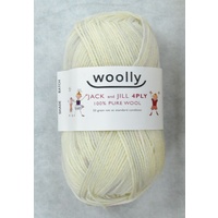 Woolly Jack &amp; Jill Knitting Yarn 100% Pure Wool 4 Ply, 50g Ball #137 WHITE GREY PINK
