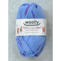 Woolly Jack & Jill Knitting Yarn 100% Pure Wool 4 Ply, 50g Ball #140 BLUE RED