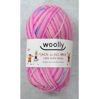 Woolly Jack &amp; Jill Knitting Yarn 100% Pure Wool 4 Ply, 50g Ball #141 DARK PINKS