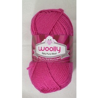 Crucci's WOOLLY 8 Ply 100% Pure Wool Machine Wash, 50g Ball, #313 HOT PINK