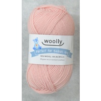 Woolly Perfect For Babies Knitting Yarn, 90% Wool 4 Ply, 50g Ball #302 PINK