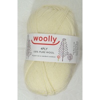 Crucci's Woolly Machine Wash 4 Ply Knitting Yarn, 100% Wool, 50g Ball #1 WHITE