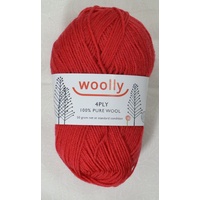 Crucci's Woolly Machine Wash 4 Ply Knitting Yarn, 100% Wool, 50g Ball #4 RED BLOOM
