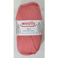 Crucci&#39;s Woolly Machine Wash 4 Ply Knitting Yarn, 100% Wool, 50g Ball #6 WARM PINK