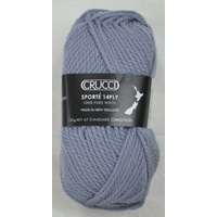 Crucci Sporte Knitting Yarn, Pure Wool, 14 Ply, 100g Ball #121 SIMPLY GREY