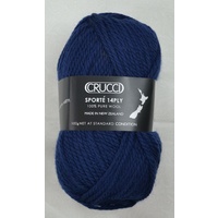 Crucci Sporte Knitting Yarn, Pure Wool, 14 Ply, 100g Ball #122 FRENCH NAVY